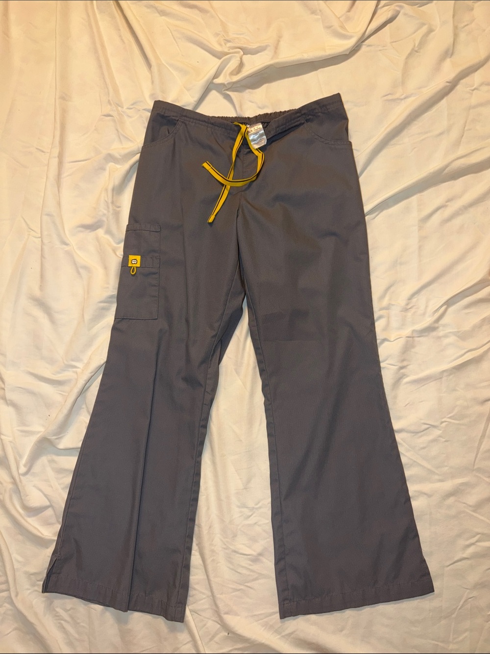 Women’s Cargo Scrub Pants with Yellow Drawstring